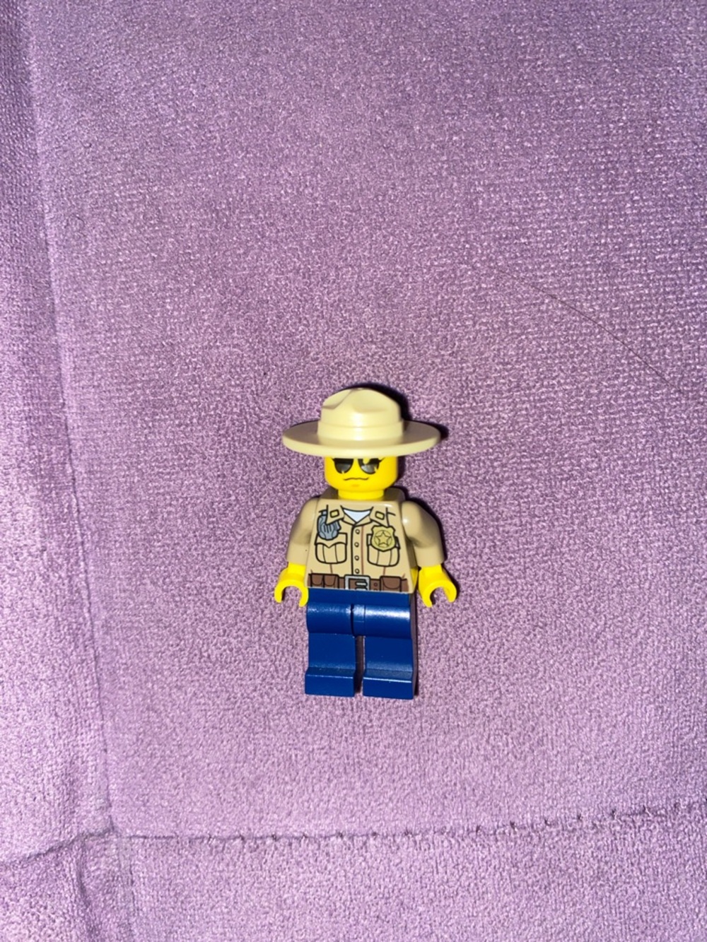 Lego Yellow Sheriff Minifigure with Tan Hat and Blue Legs